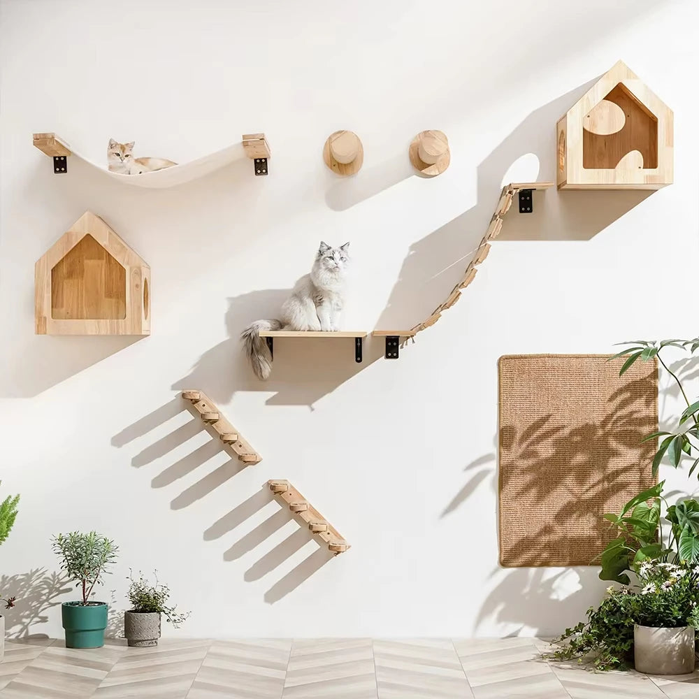 CWV Wall Mounted Cat Climbing Shelf Sisal Scratching Post