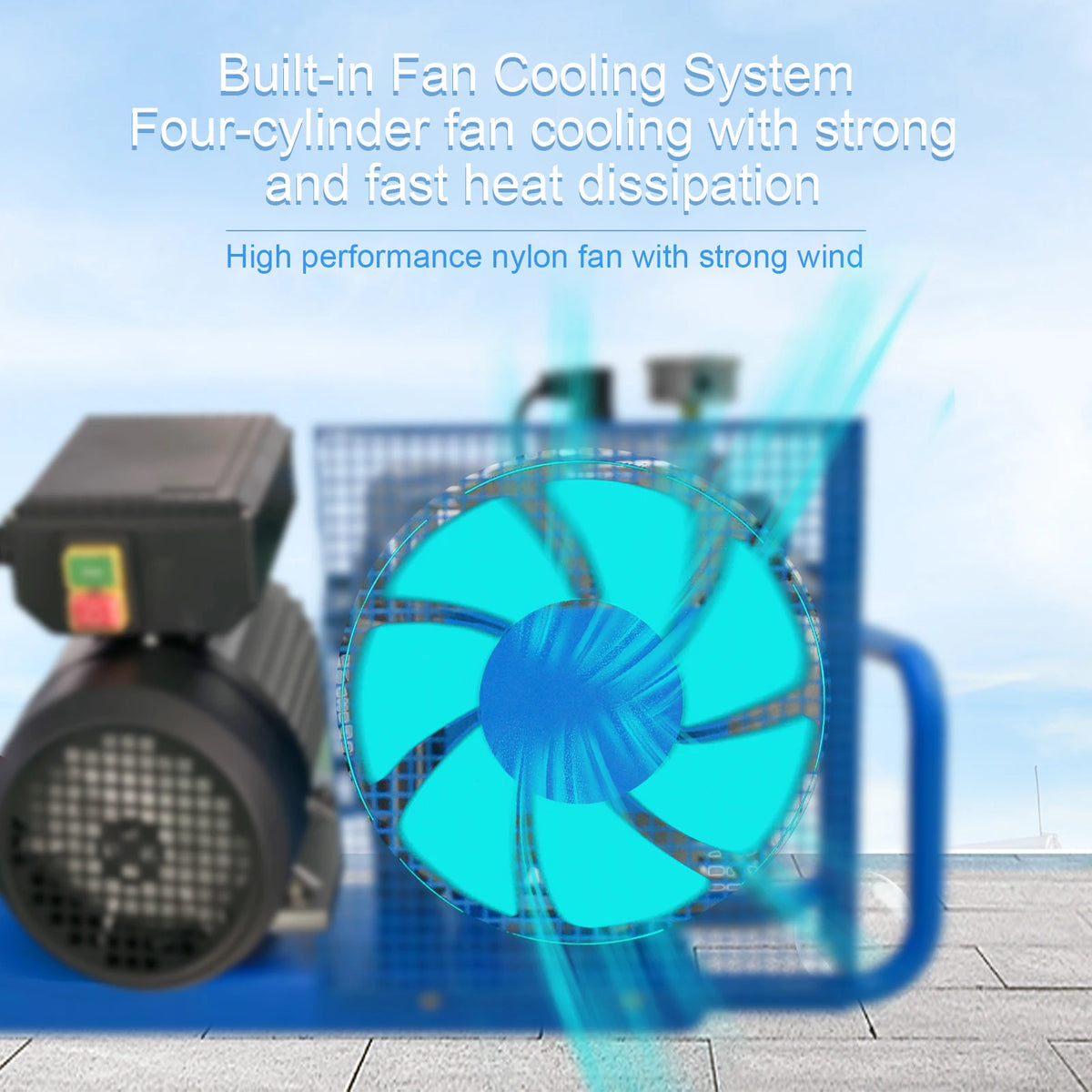 TUDIVING 4500Psi 300Bar High Pressure Diving Compressor,Four-cylinder Drive Compressor for Water Sport Paintball 110V