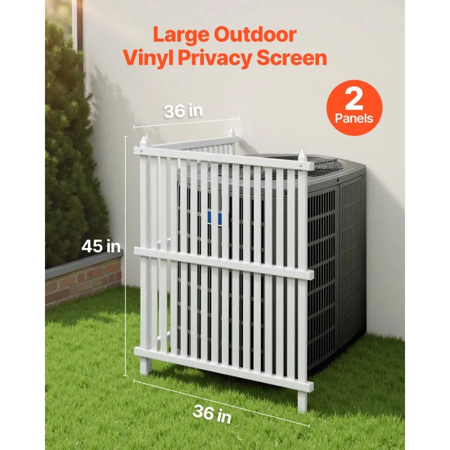 2 Panels Outdoor Privacy Screen 36 x 45 in Air Conditioner Fence with 19.7 in Ground Stakes Pool Equipment Enclosure Strip Viny