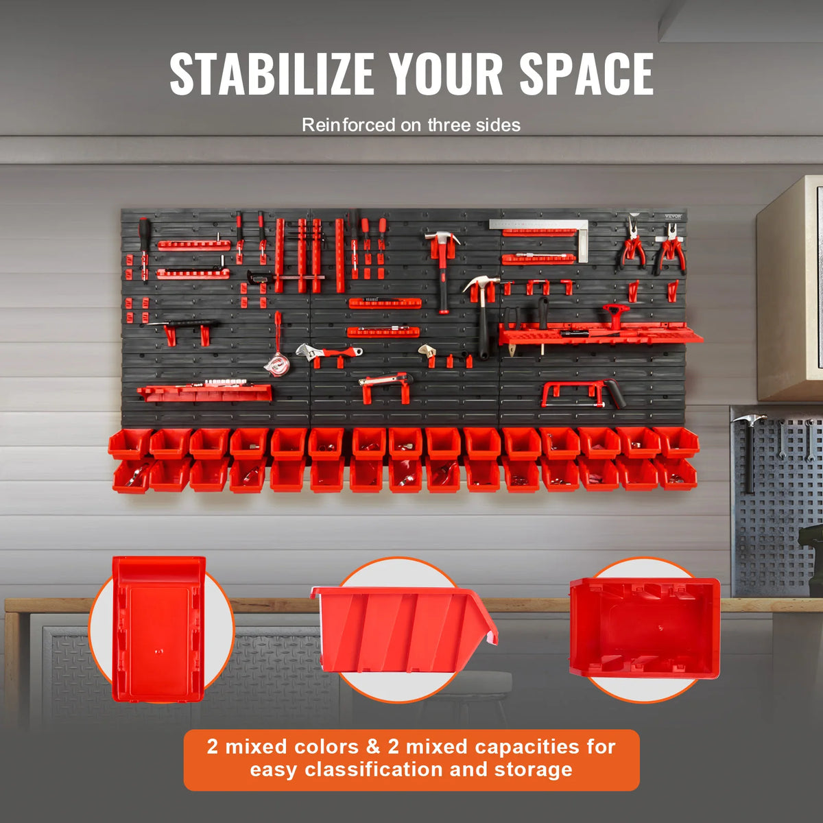 SucceBuy Wall Mounted Plastic Hardware Storage Bin Rack Organizer