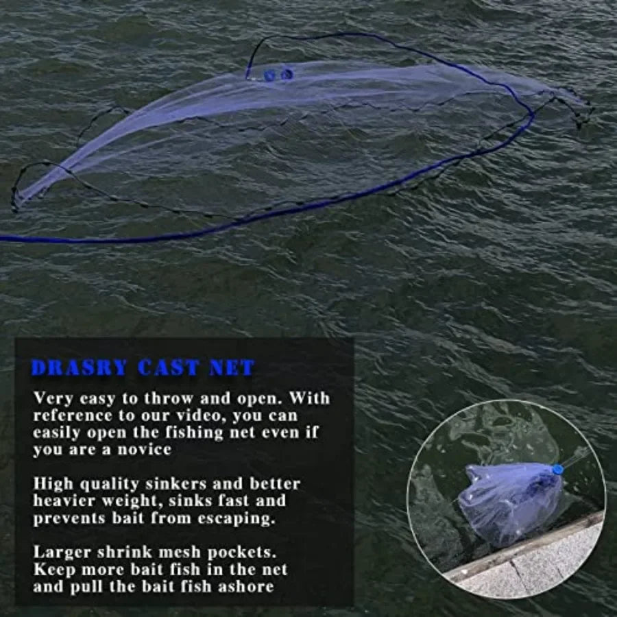 Professional Grade Heavy Duty Cast Net For Saltwater Fishing Bait