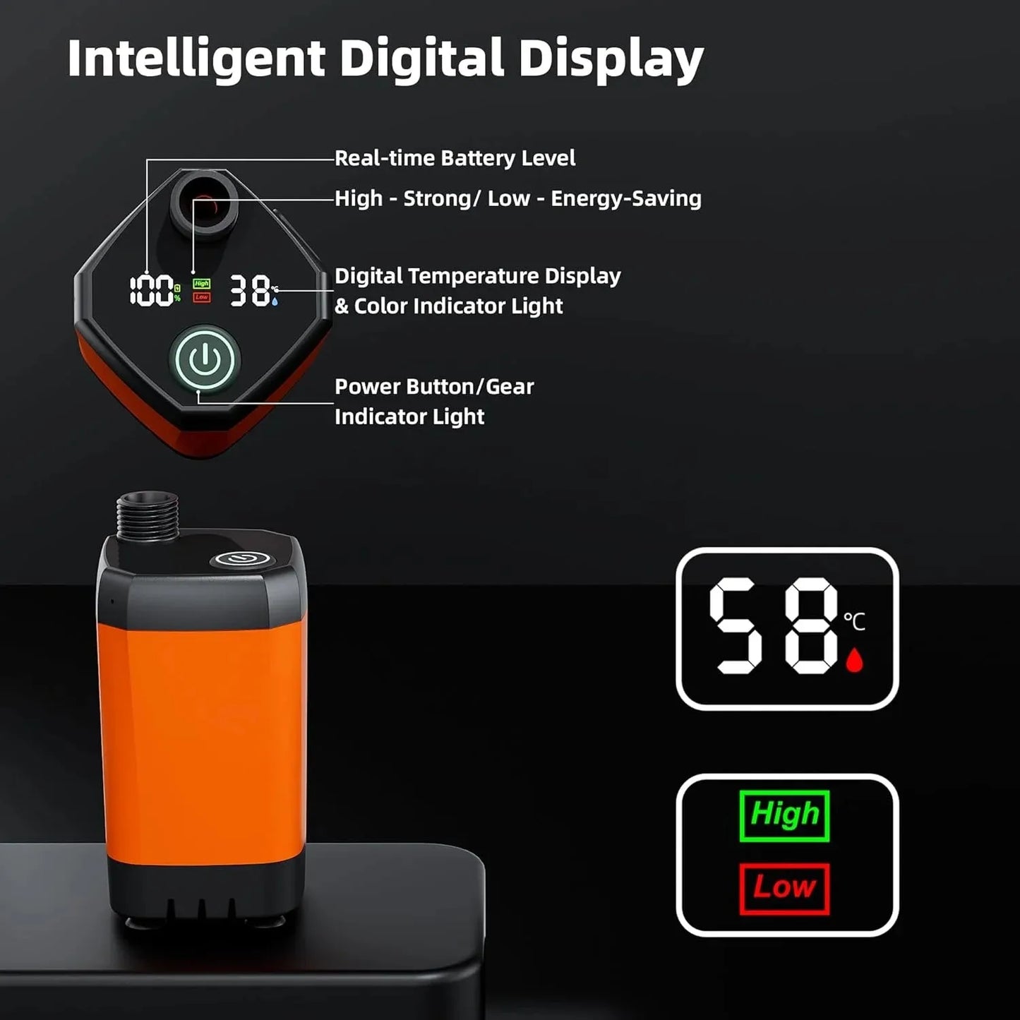 Moriko Portable Rechargeable Camping Shower With Led Display