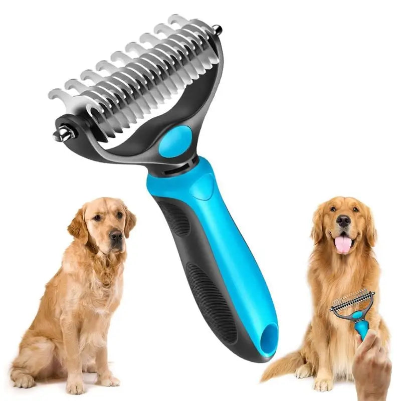 Pet Dematting Comb Grooming Tool With Stainless Steel Blades