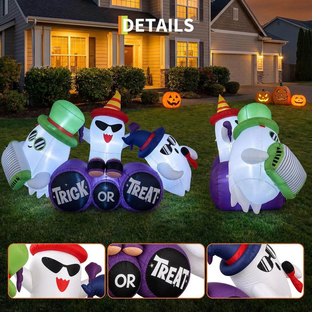 Halloween Inflatable Ghost Decoration With LED Lights For Outdoor Yard Decor