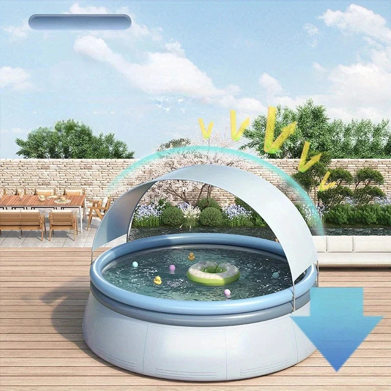 Outdoor Inflatable Swimming Pool Large Foldable Frame Pools for Family Thickened Wear-Resistant Outdoor Party Non-Inflatable Water Games 141 in*29.9in