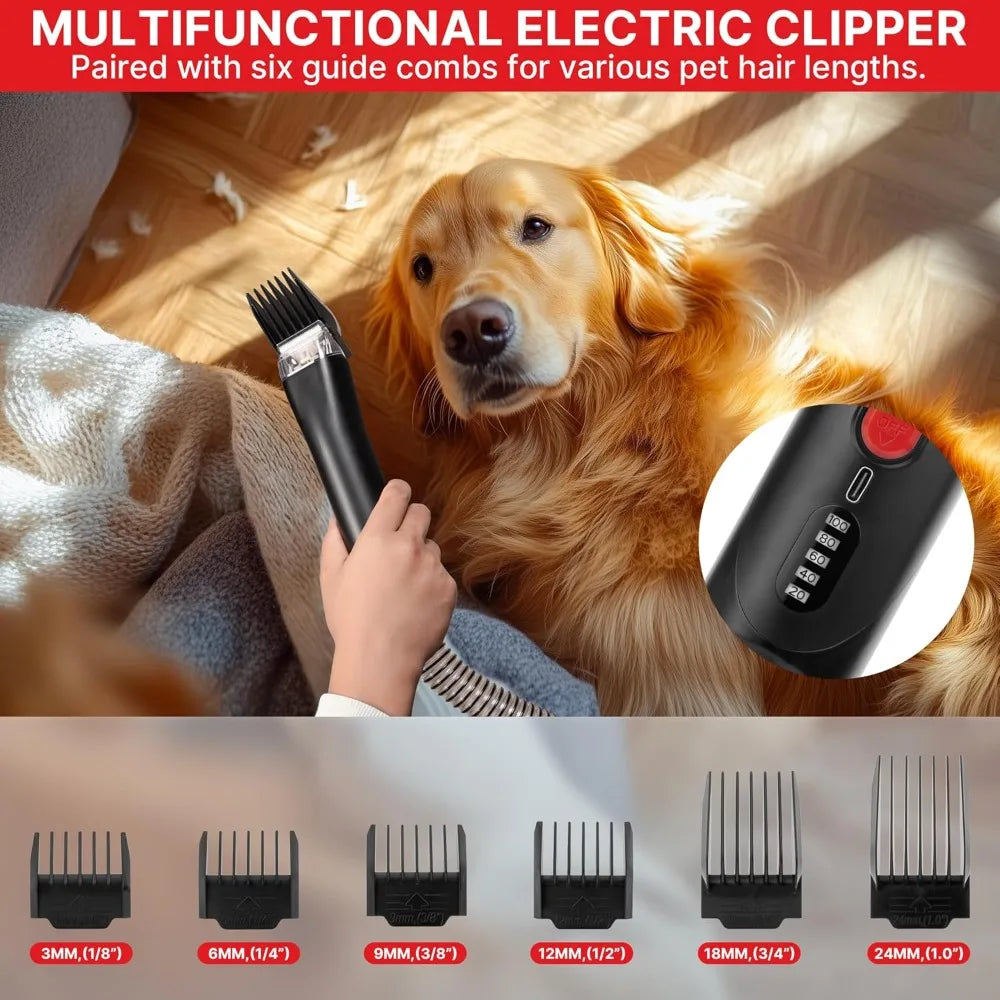 4-in-1 Pet Grooming & Vacuum, Dog Grooming Vacuum for Shedding, Professional Clippers, Brushes