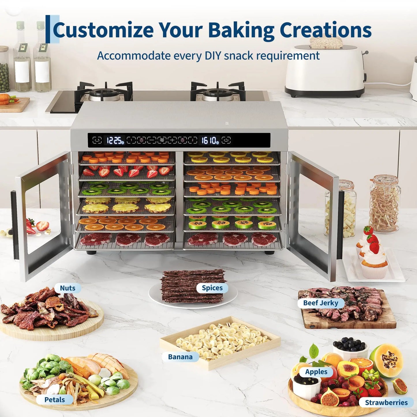 Adoolla Dual Zone Digital Stainless Steel Food Dehydrator
