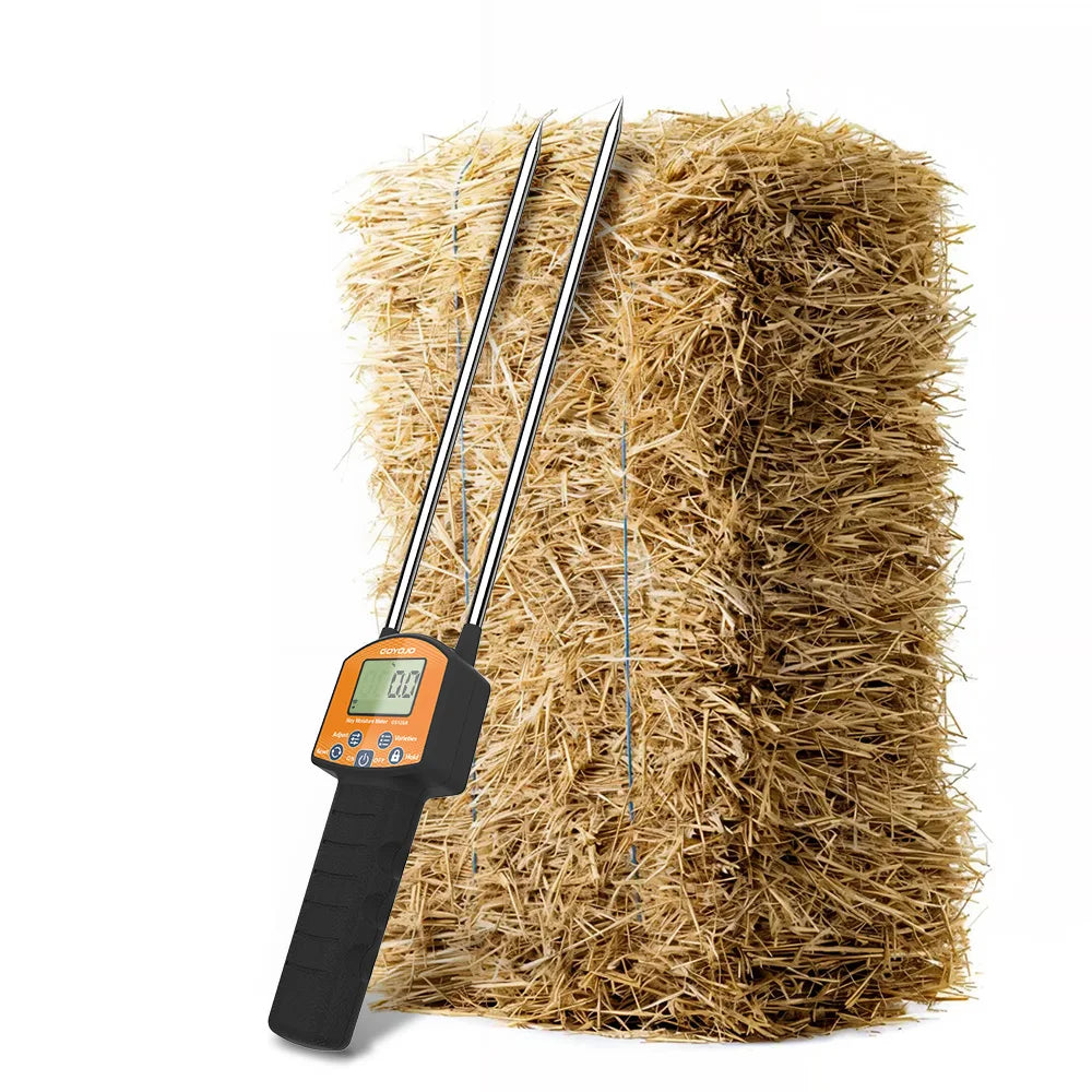 Portable Digital Hay Moisture Tester Meter Probe Tester with LCD, 0-80% Moisture Range, for Alfalfa, Leymus, Orchard Grass, Straw Bales Fast Accurate Digital Sensor Hay bale Moisture Meter GS120A