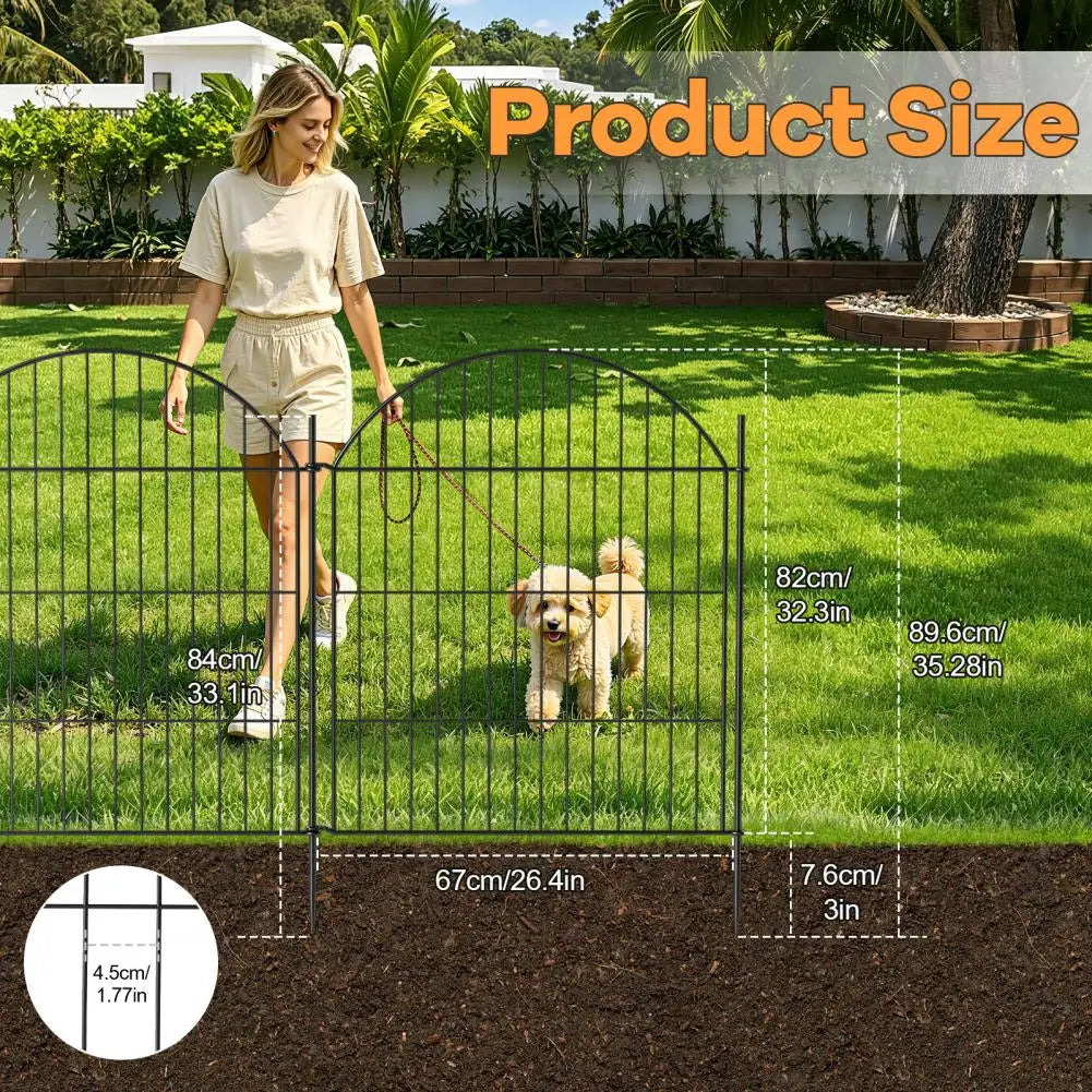 10 Panels Decorative Garden Fence with Gate, 32 in (H) x 23.6 ft (L) No Dig Dog Fence for Yard, Tall Garden Fencing Panels