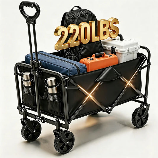 Heavy Duty Large Capacity Folding Wagon Cart Outdoor Utility Camping Beach Wagon Cart Foldable Picnic Folding Trolley
