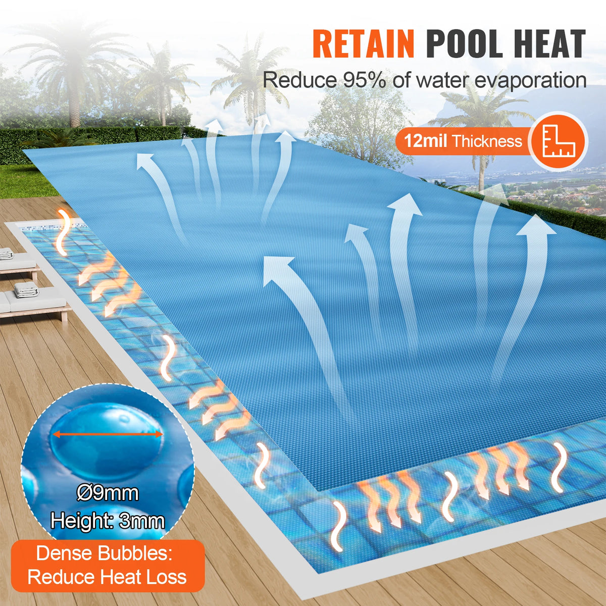 SucceBuy Solar Pool Cover For Rectangular Swimming Pools