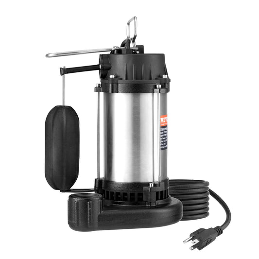 SucceBuy Submersible Sewage Pump Cast Iron with Automatic Float Switch Stainless Steel for Clean Flooded Basement Yard Farm
