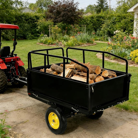 HiMiss Steel Dump Cart With Removable Sides For Outdoor