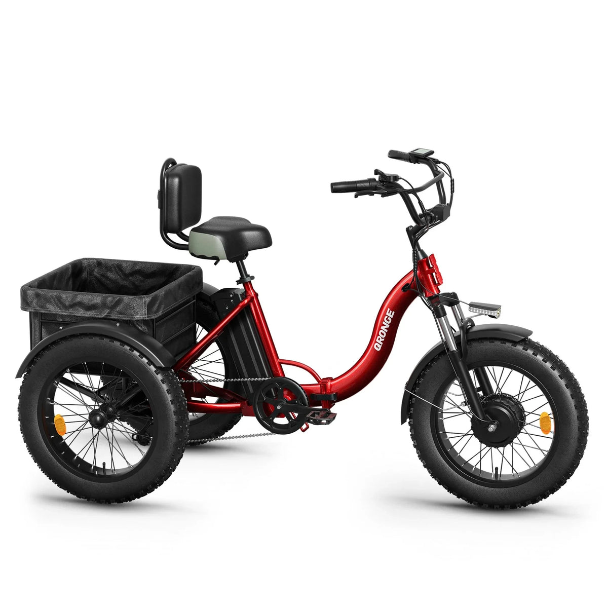 Qronge Folding Electric Tricycle With Fat Tires And Large Basket