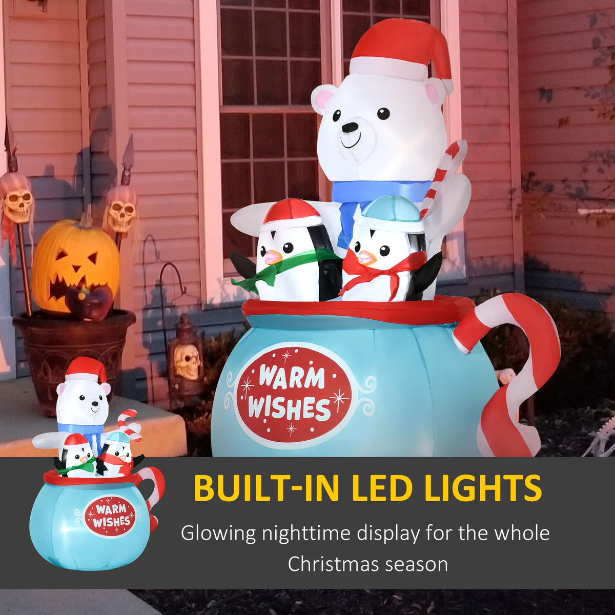 Christmas Outdoor Inflatable Polar Bear And Penguin Yard Decor