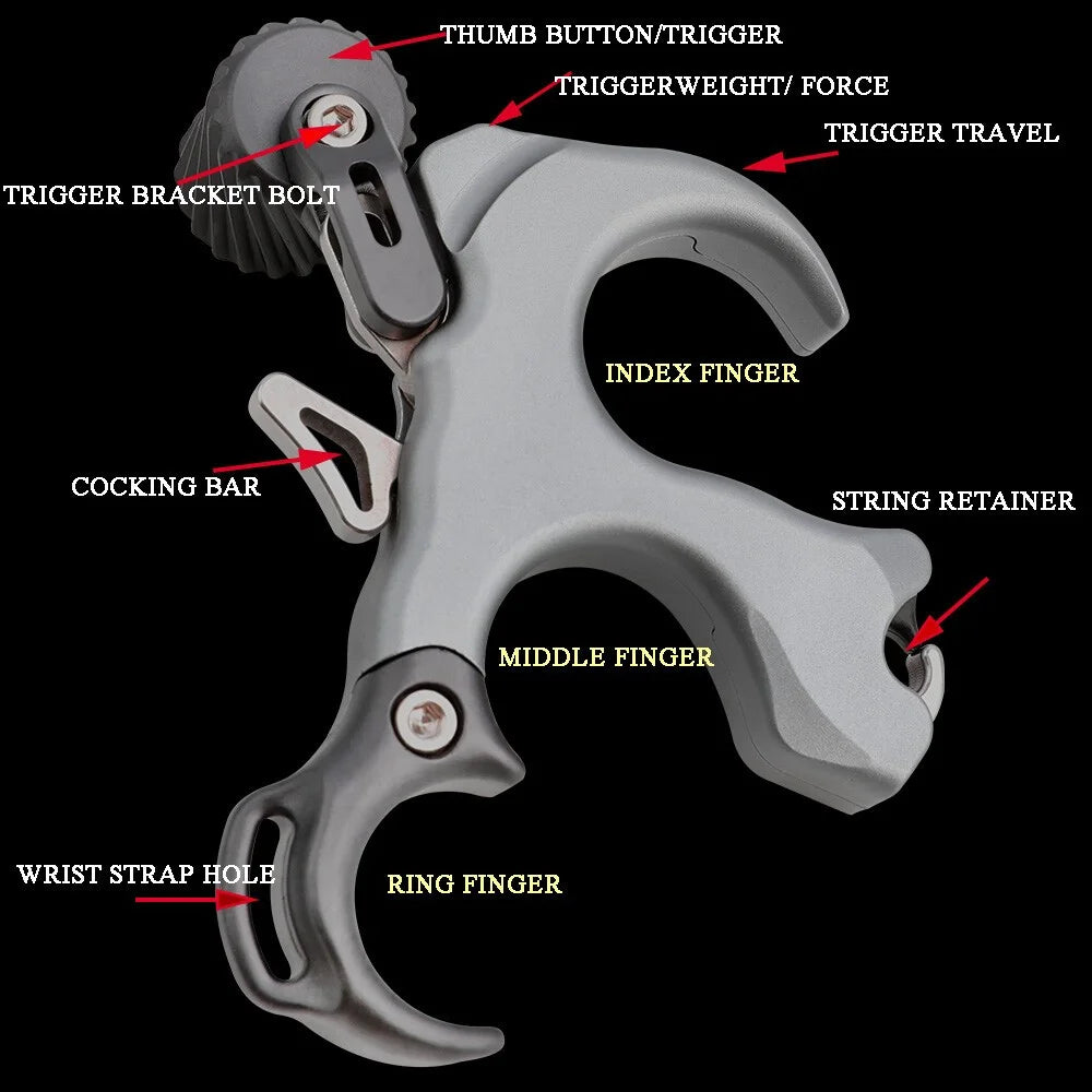 Archery Release Aid 3/4 Fingers Compound Bow Thumb Trigger Release Device Smooth Trigger Grip Outdoor Practice Shooting Gear