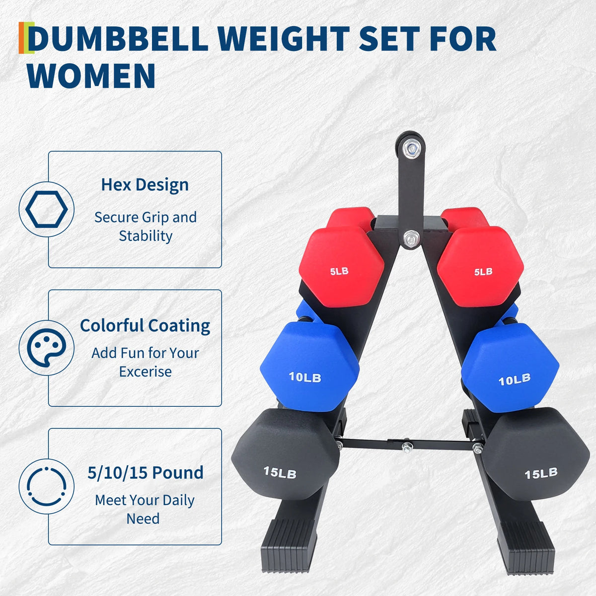 Amkui Neoprene Dumbbell Set With Storage Rack For Strength Training