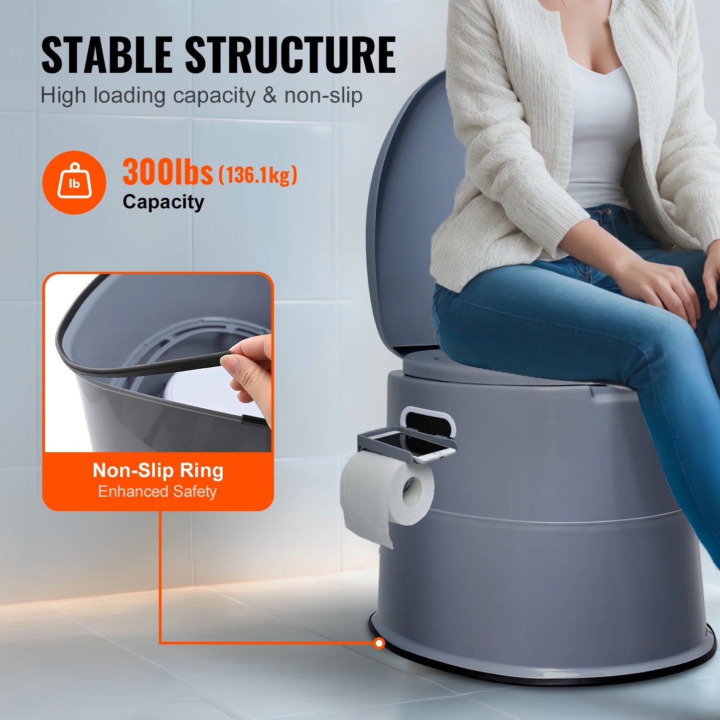 SucceBuy Portable Gravity Flush Camping Toilet With Detachable Bucket