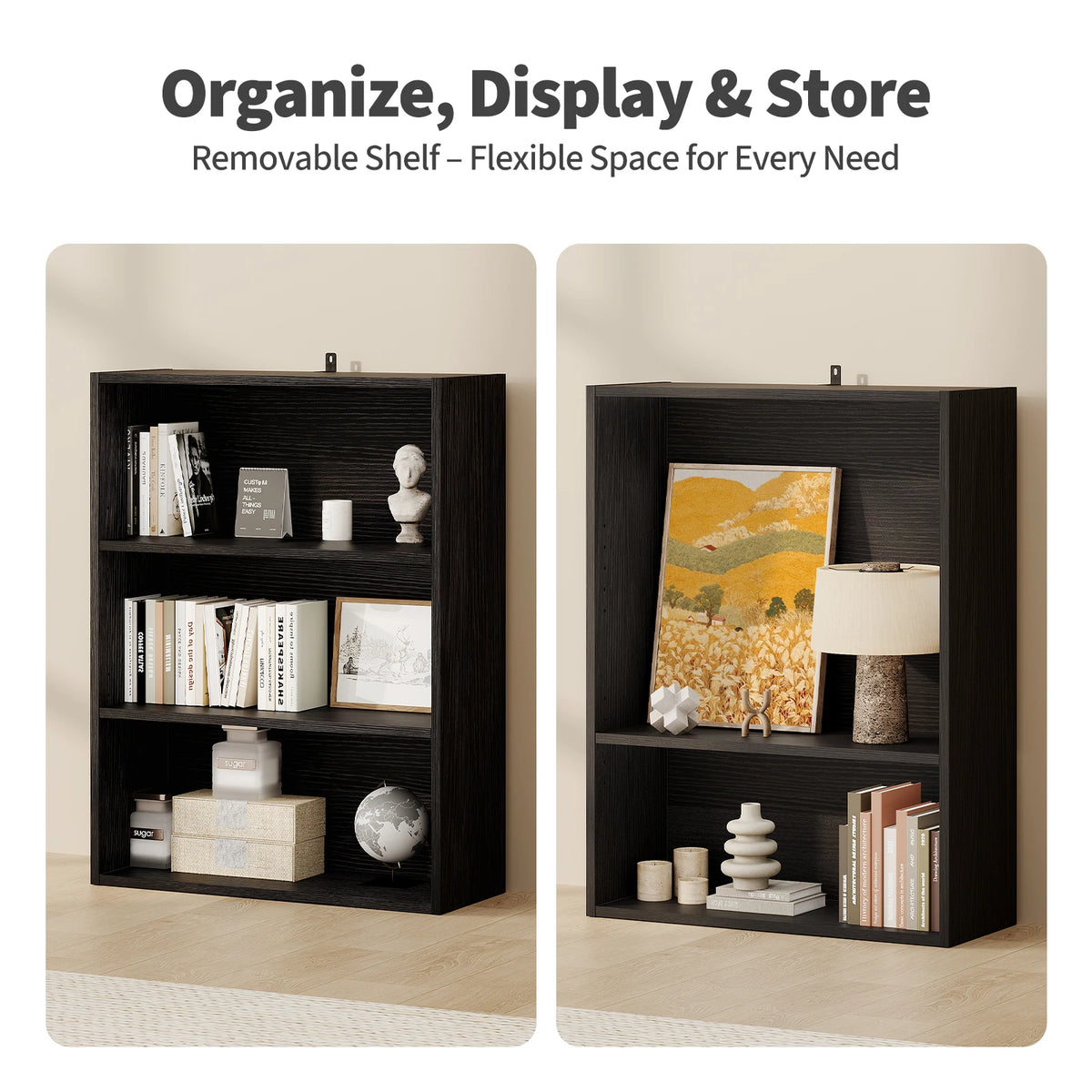 MCQ Wooden Tiered Bookshelf Storage Stand For Home Organization
