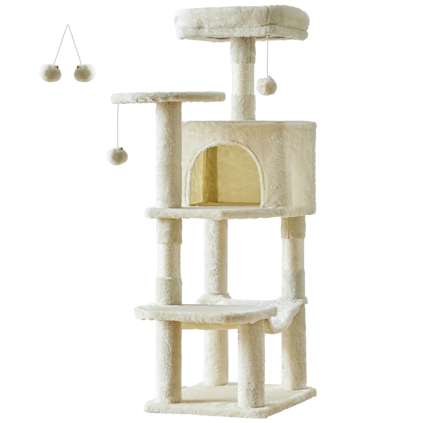 JHK Four Tier Cat Tree Featuring Sisal Posts And Hammock