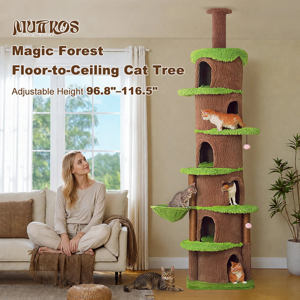 PAWZ Road Floor To Ceiling Cat Tower With Sisal Posts