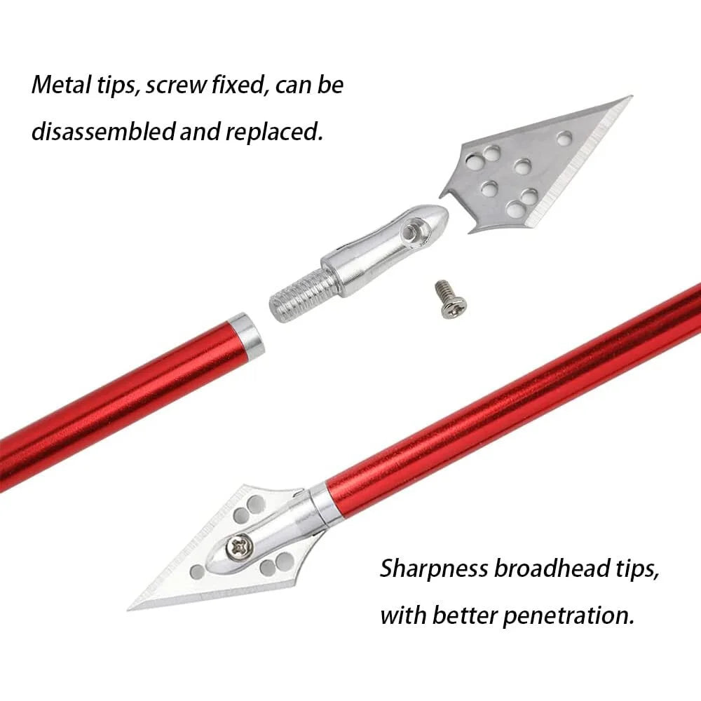 Aluminium Crossbow Arrows 12pcs 6.7 Inch Crossbow Bolts Removable Blade Arrowheads Suitable for Outdoor Archery Shooting Hunting
