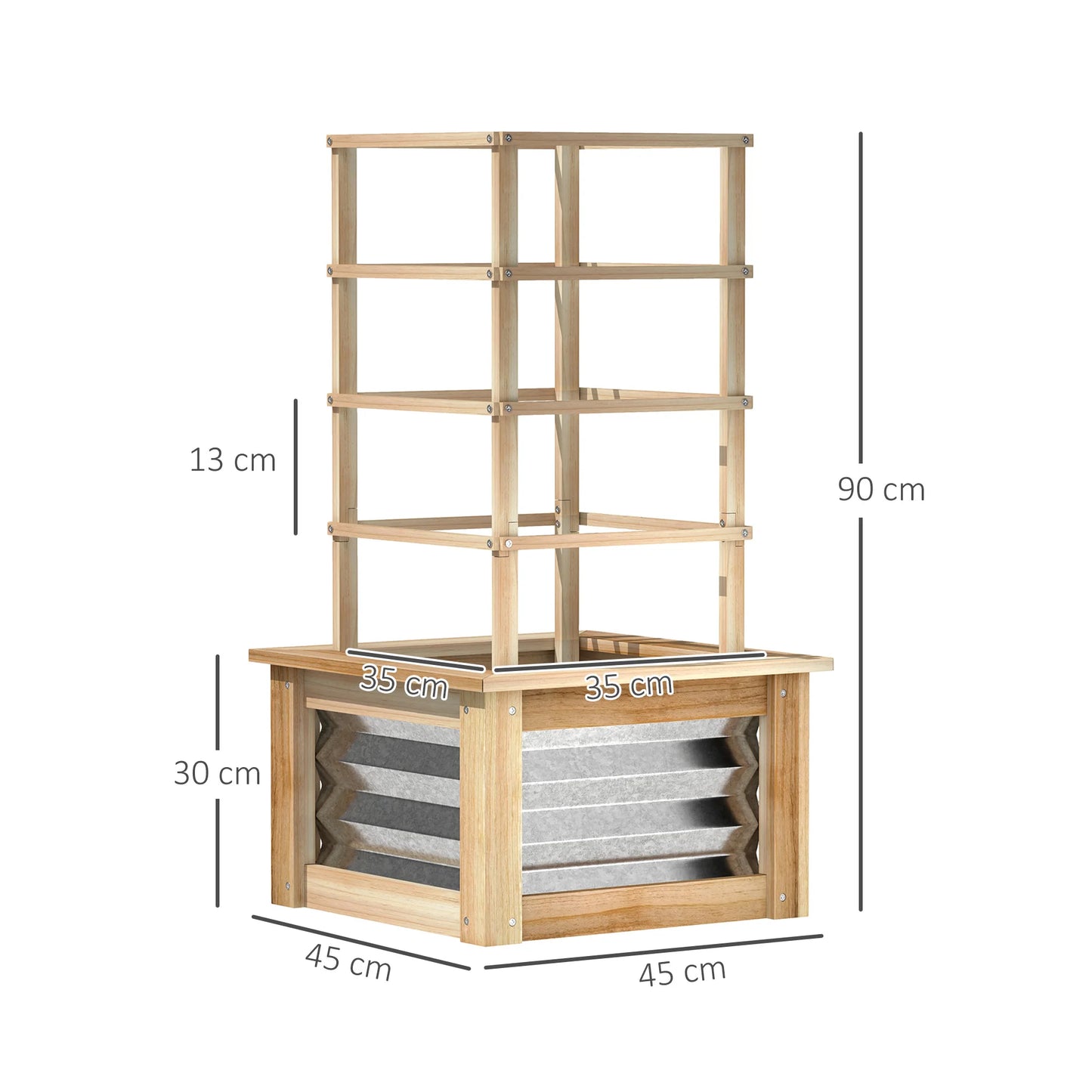 Outdoor Planter with Trellis Wooden Planter Box, Natural Wood