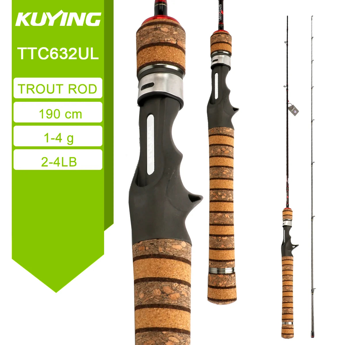 Kuying Carbon Fiber Two Piece Baitcasting Fishing Rod
