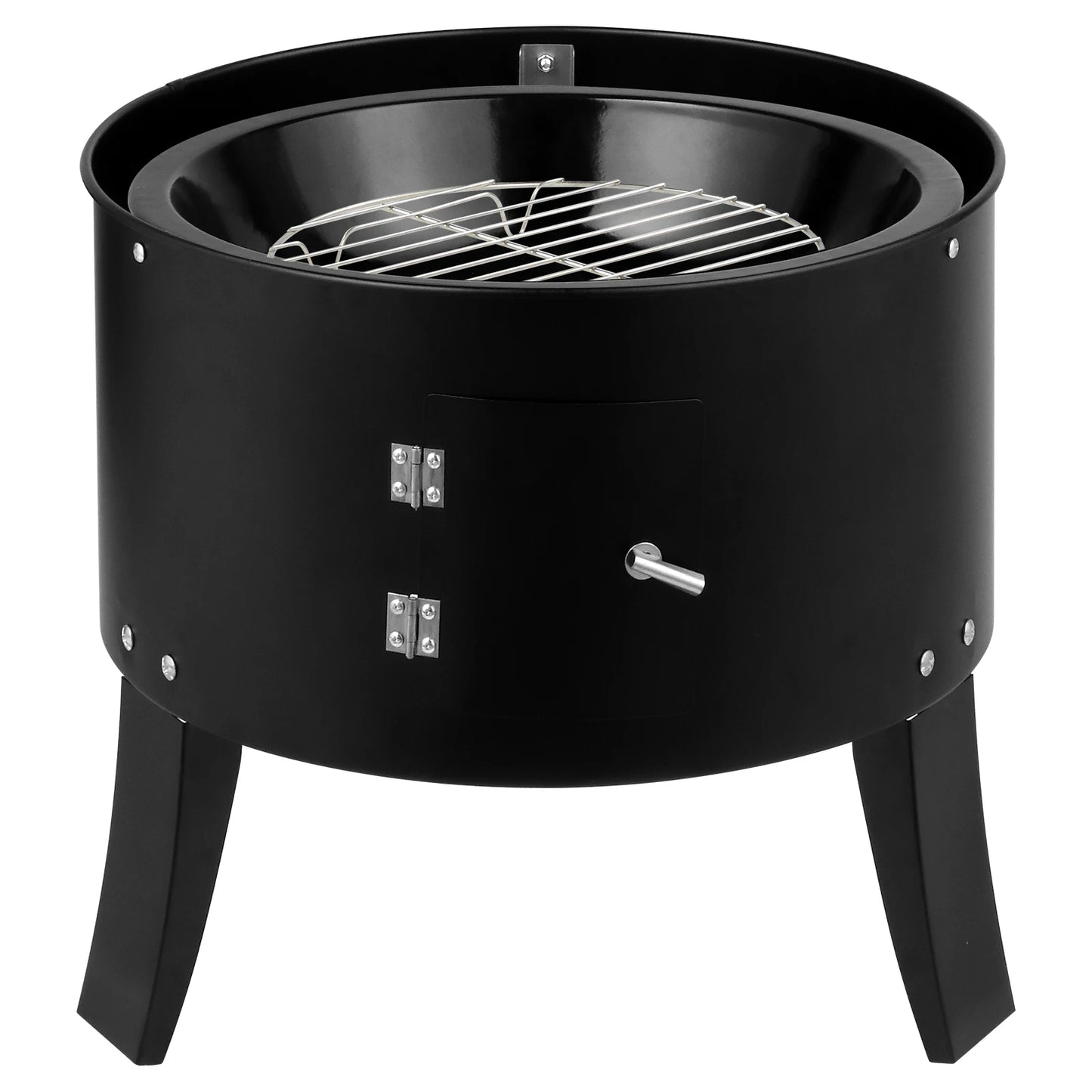 80 x 41 x 48 cm Iron Spray Smoker Carbon Grill Black Durable Portable for Outdoor Camping BBQ with Thermometer and Air Vent
