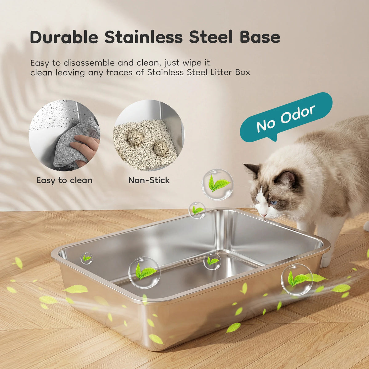 Fully Enclosed Stainless Steel Cat Litter Box For Large Cats