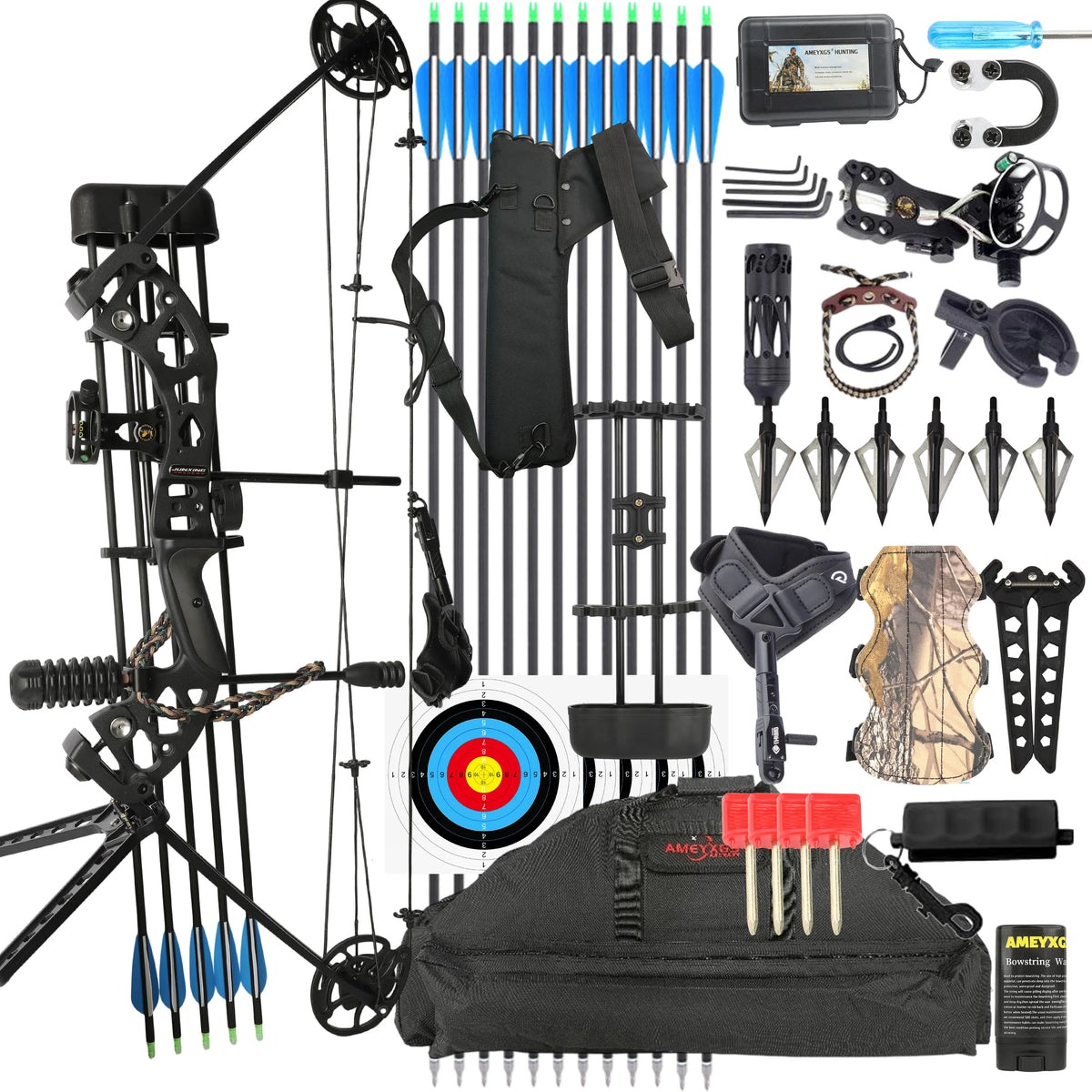 Dual Purpose Compound Bow Set Steel Arrow Ball Target Hunting
