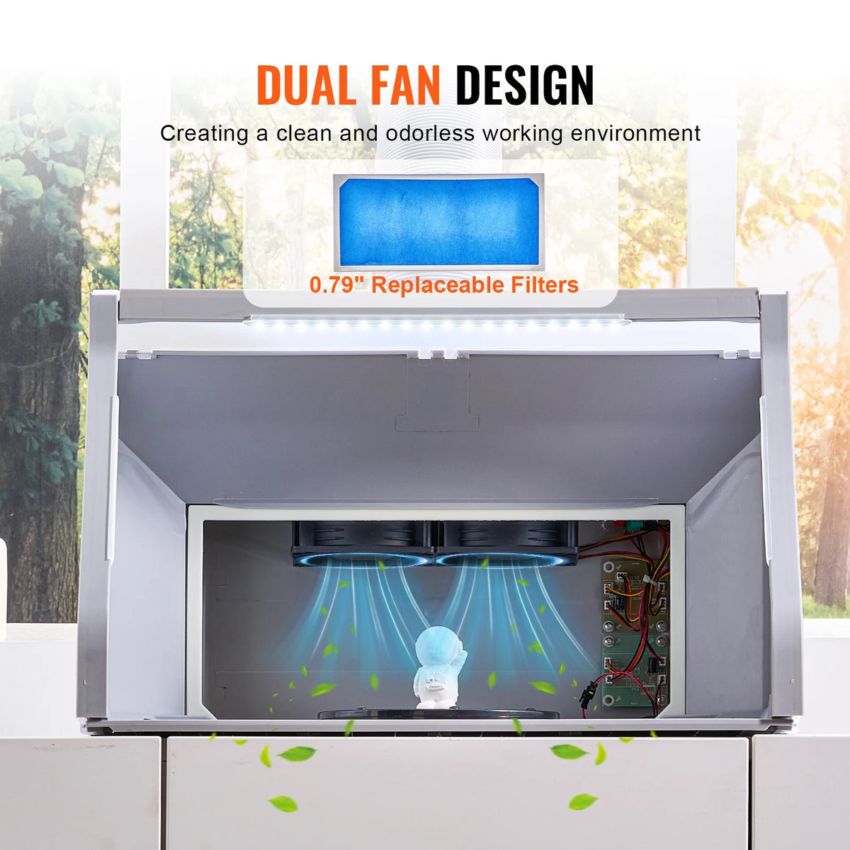 Portable Airbrush Spray Booth With Dual Fans LED Exhaust Hose