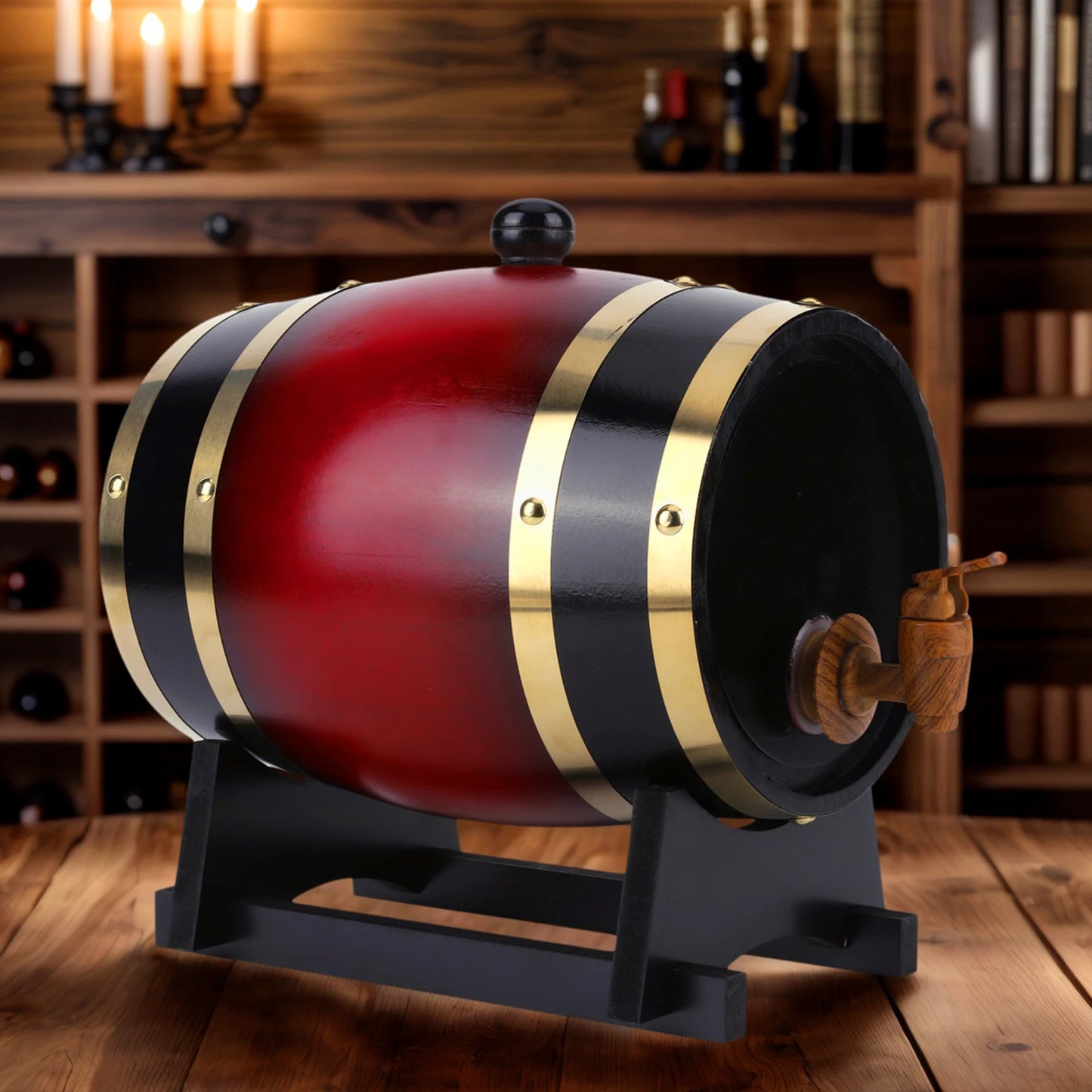 ATUOTIN Wooden Wine Storage Barrel With Faucet For Home Brewing
