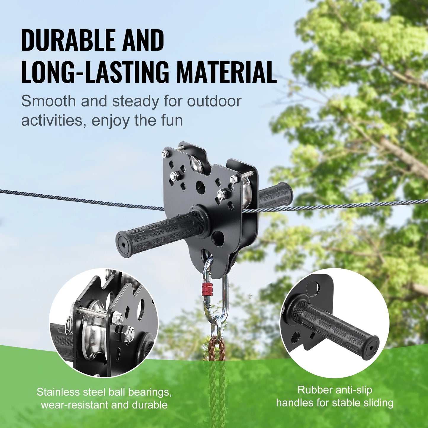 SucceBuy Stainless Steel Zipline Kit With Safety Harness