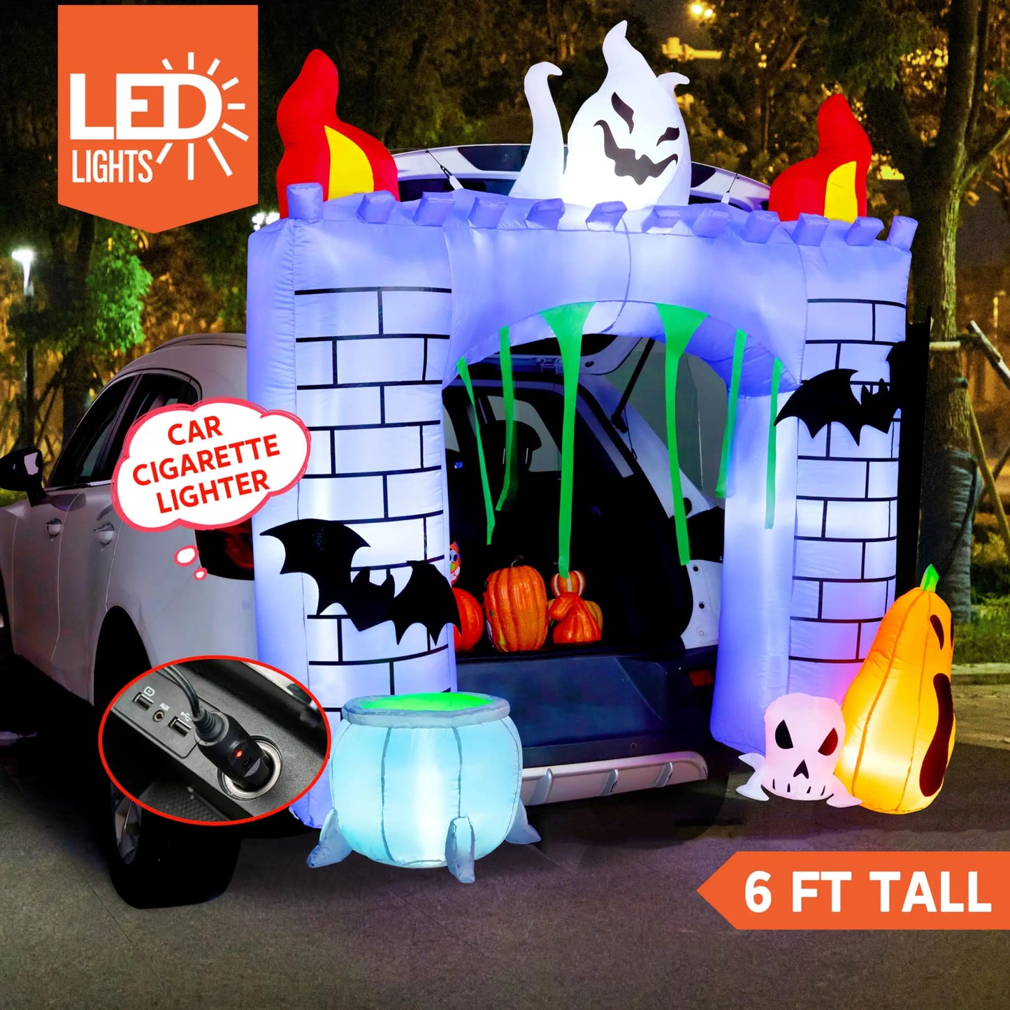 Joyfy Inflatable Haunted Castle Halloween LED Trunk Or Treat Decoration