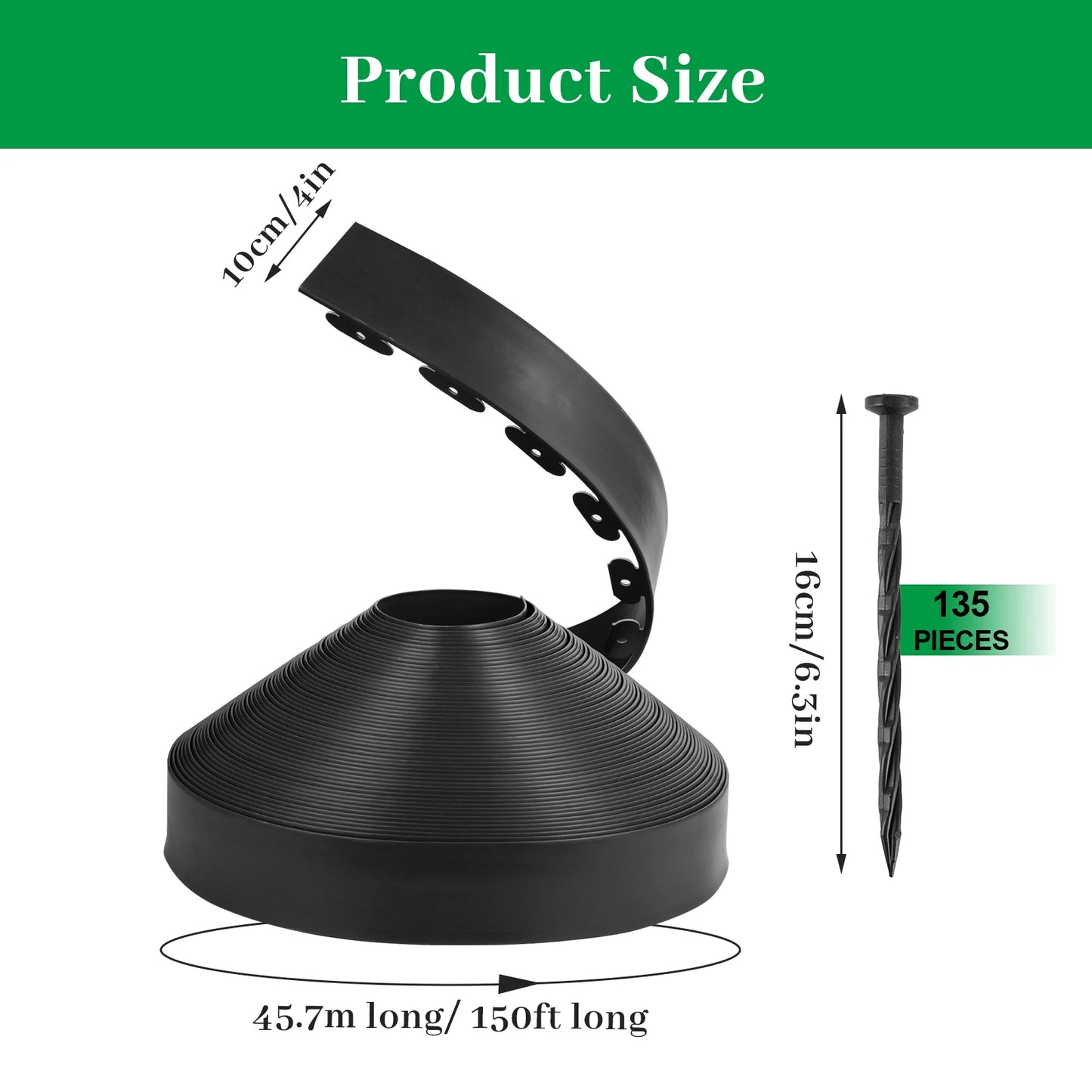 No Dig Garden Landscape Edging Roll With Durable Spikes