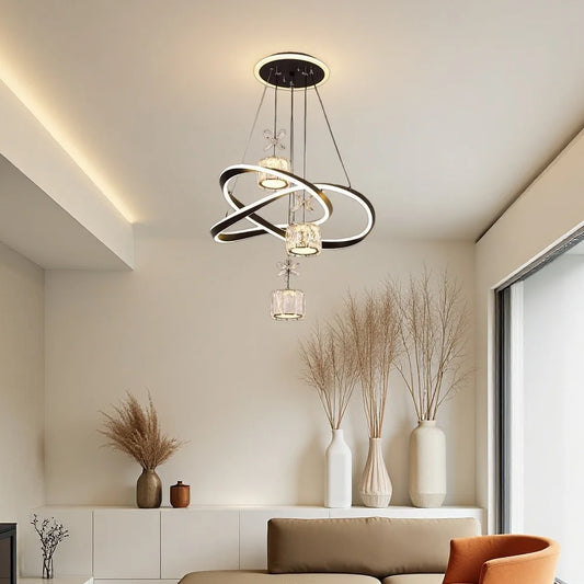 LED Pendant Light With Crystal Lampshade And Backlit Base