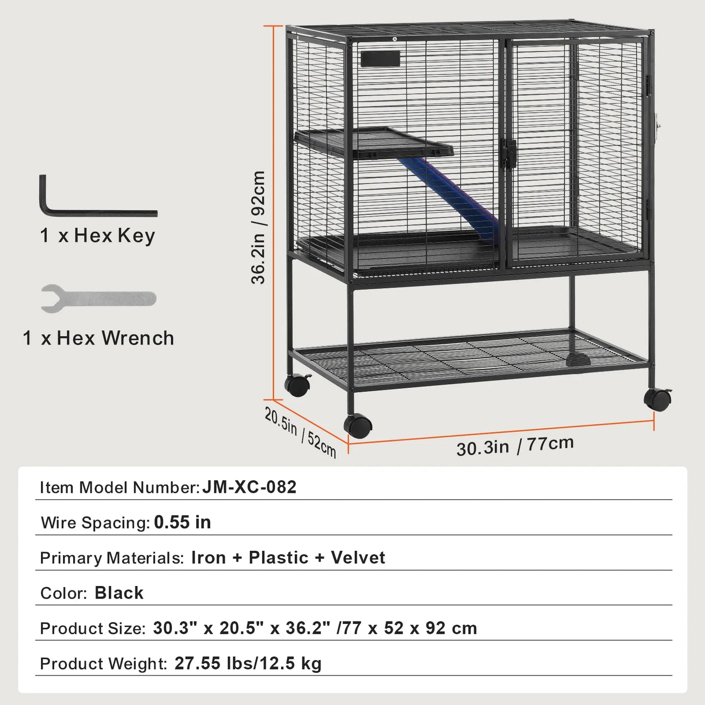 Premium Rolling Multi Tier Metal Small Animal Pet Cage