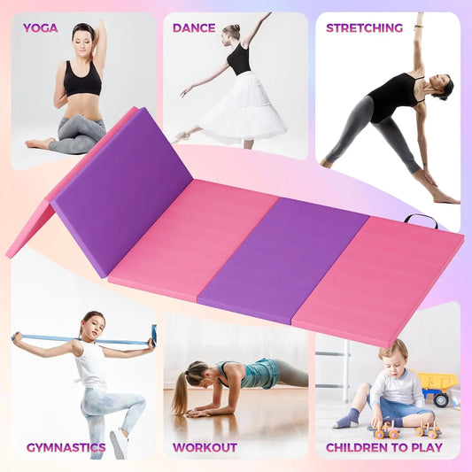 Foldable Gymnastics Yoga Pilates Exercise Mat for Home Workouts
