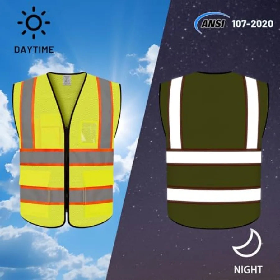 High Visibility Mesh Safety Vest With Reflective Strips For Work