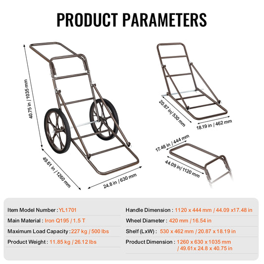 Heavy Duty Folding Deer Cart With 500 Lbs Hunting Hauler