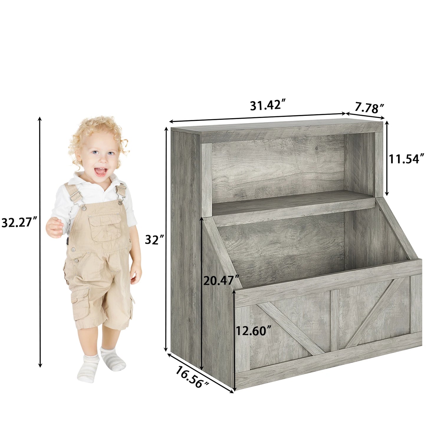 Kids Wooden Bookshelf And Toy Storage Organizer Cabinet