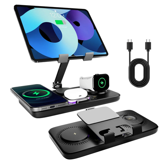Apple Device Wireless Charging Station With Night Lamp And Clock