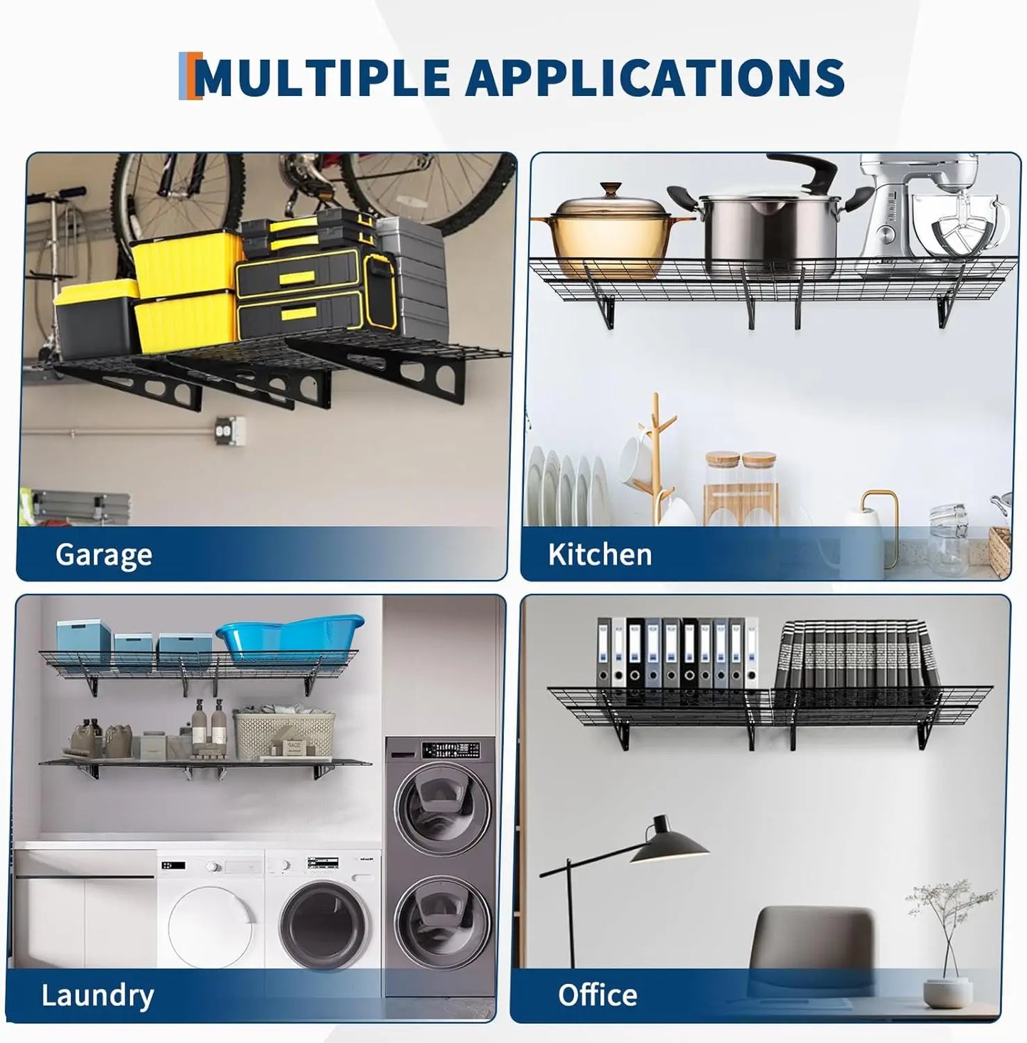 Hismiss Wall Mount Garage Shelving Heavy Duty Metal Storage Rack
