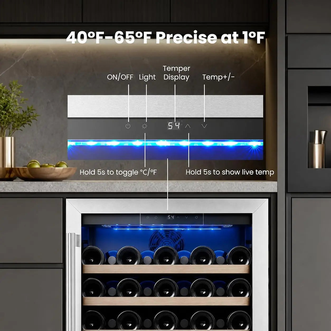 Acekool Single Zone Built In Wine Cooler With Digital Control