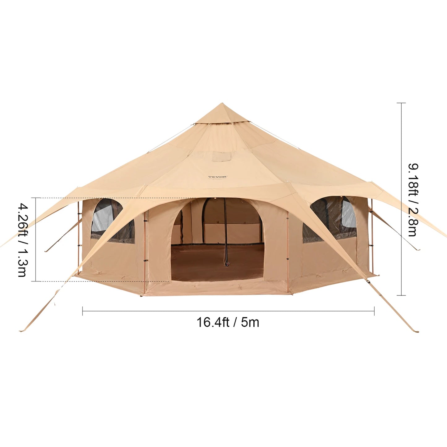 SucceBuy Four Season Canvas Bell Tent For Camping With Stove