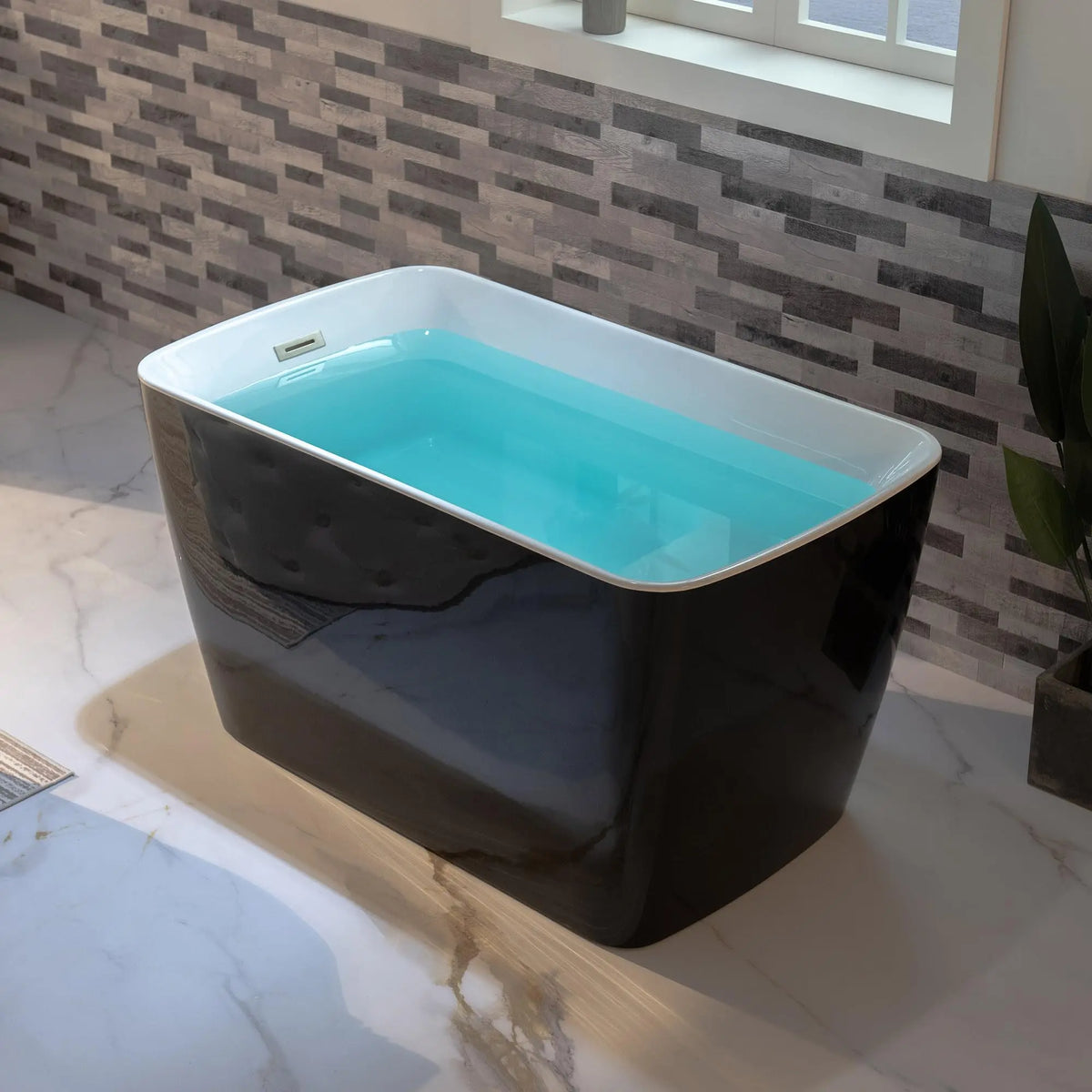 Shkl Acrylic Freestanding Soaking Bathtub With Chrome Overflow