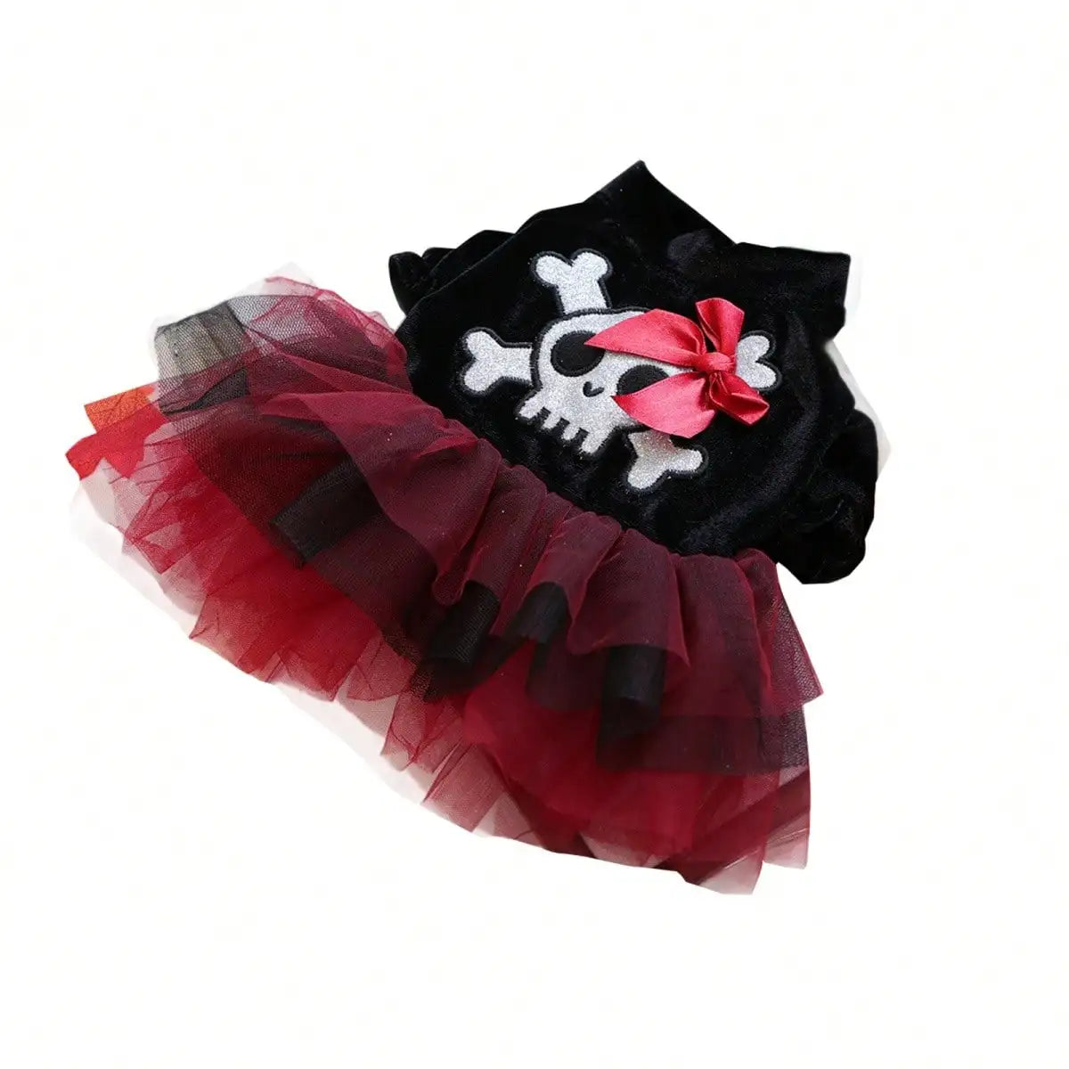 Halloween Skull Pattern Tulle Dress Costume For Dogs And Cats