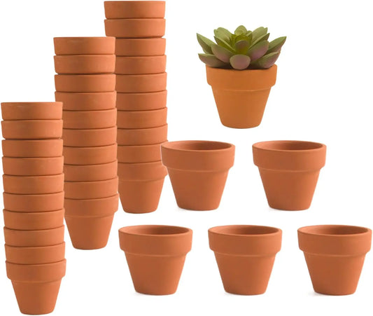 36 Mini 2" Clay Flower Pots with Drainage Holes for Succulents, Indoor/Outdoor Use, Wedding Favors