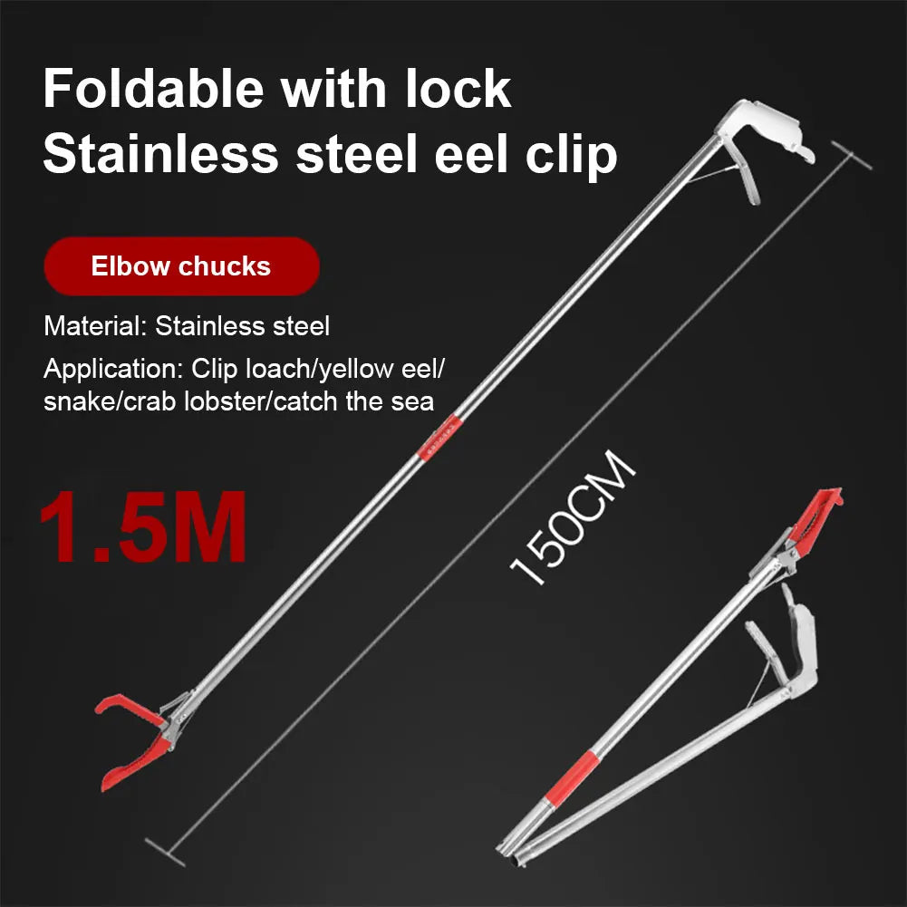 Stainless Steel Foldable Snake Tongs Wide Jaw Reptile Grabber Tool
